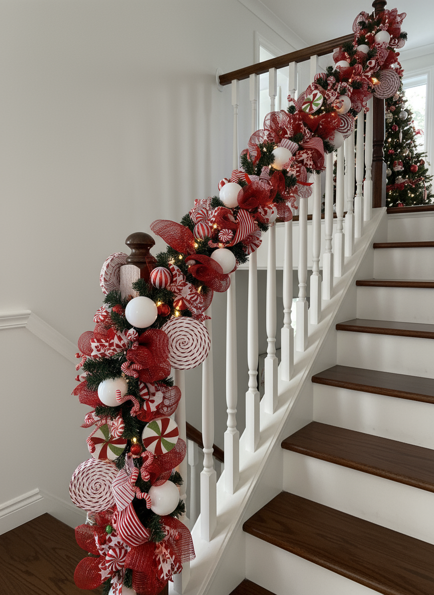 Peppermint pre-lit 9ft garland